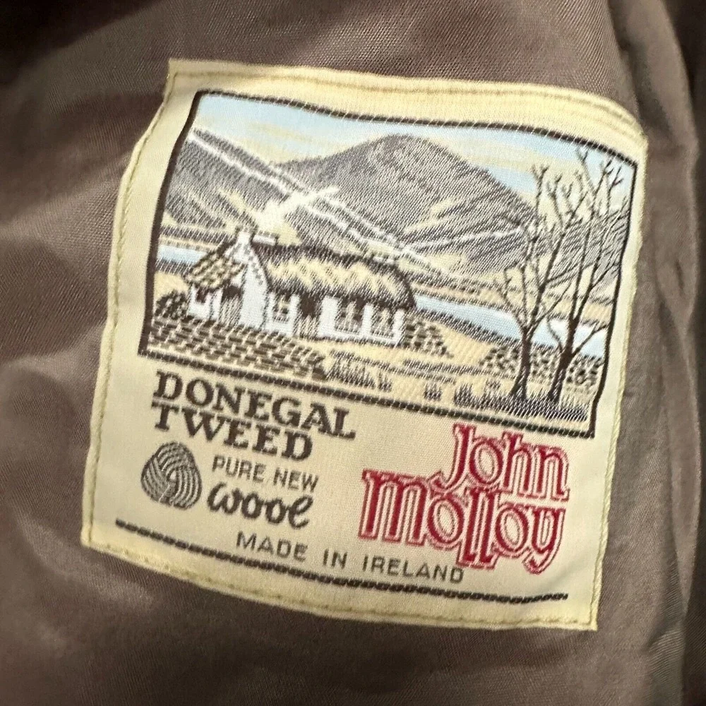 John Molloy Donegal Tweed Mens 42 R Wool Sport Coat Blazer Jacket Leather Button